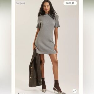 🏢 NWT Anthropologie Gray Mini Sweater Dress